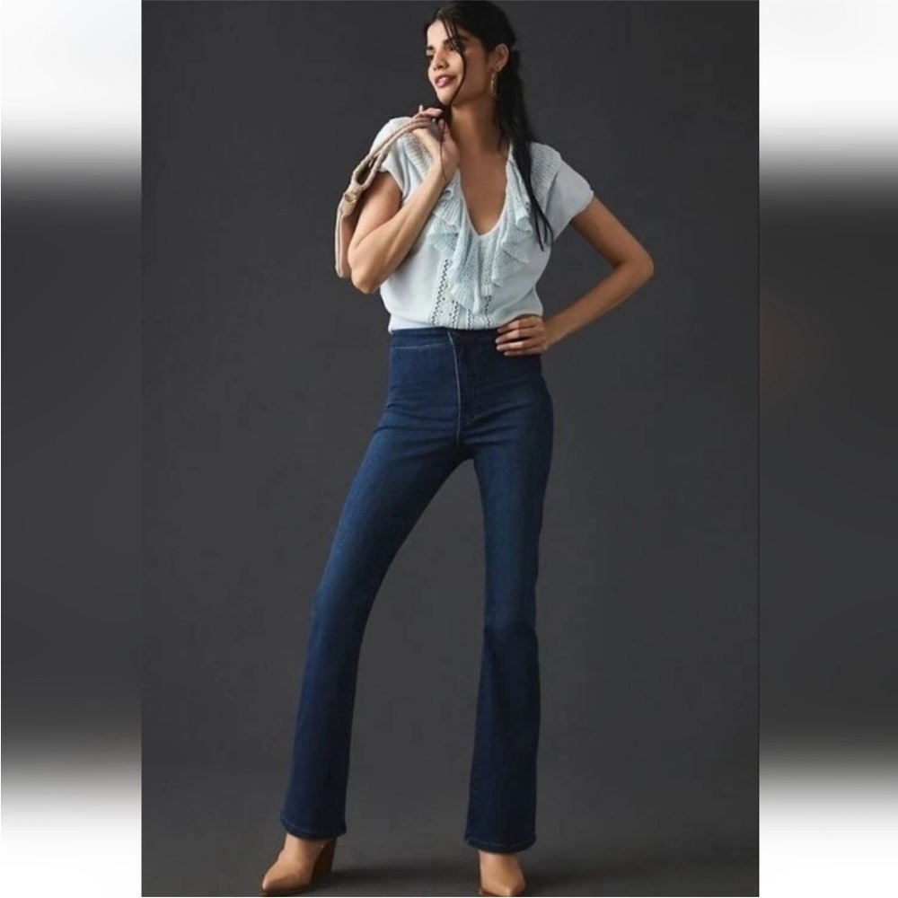 PILCRO | dark wash high rise flare leg jean